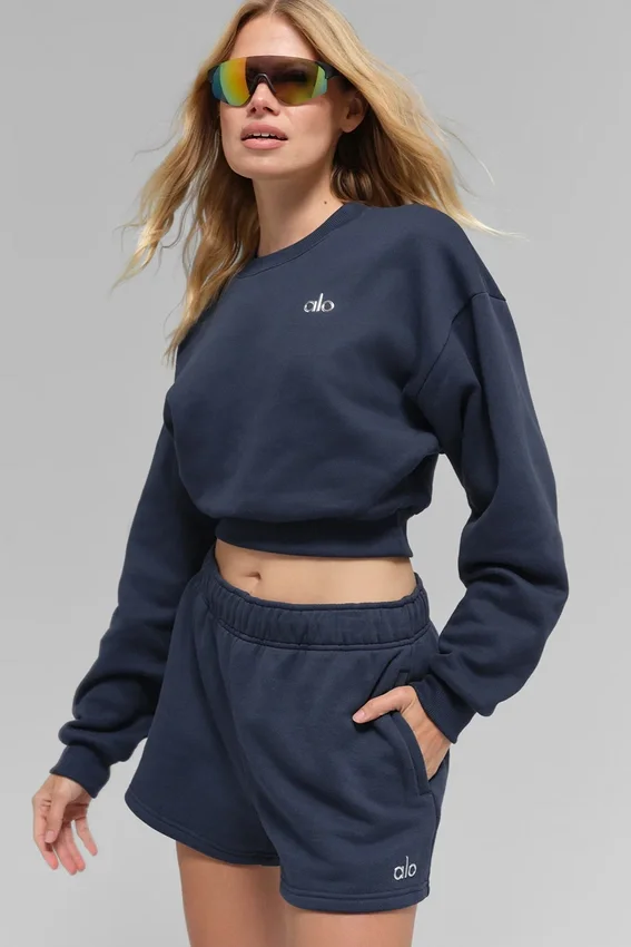 Cropped Accolade-trui met ronde hals - Navy