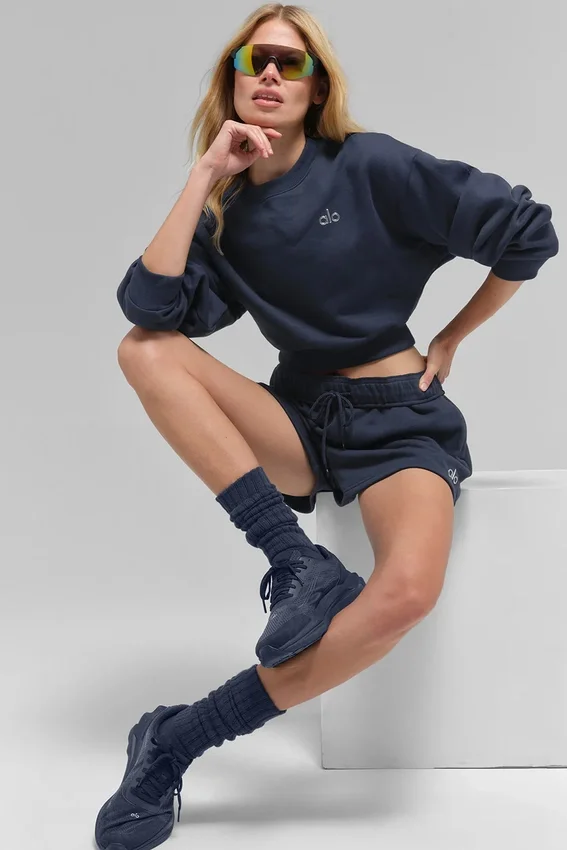 Cropped Accolade-trui met ronde hals - Navy