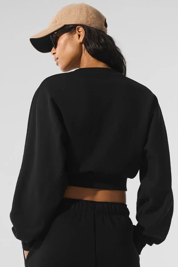 Cropped Accolade-trui met ronde hals - Zwart
