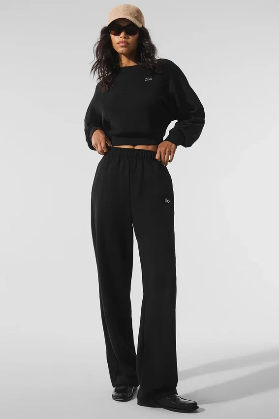 Cropped Accolade-trui met ronde hals - Zwart
