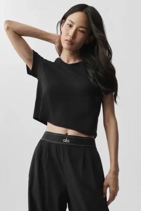 Cropped All Day met korte mouwen - Zwart