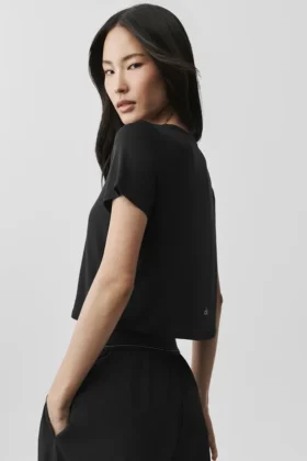 Cropped All Day met korte mouwen – Zwart
