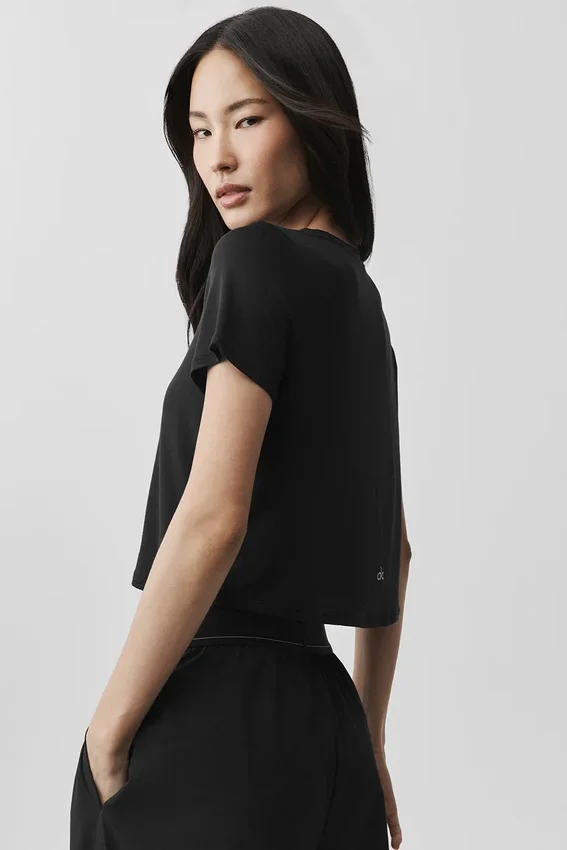 Cropped All Day met korte mouwen - Zwart