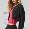 Cropped Breezy Cover-up met volledige rits - Zwart