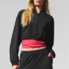 Cropped Breezy Cover-up met volledige rits - Zwart