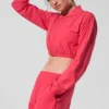 Cropped Breezy Full-Zip Cover-up - Candy Red