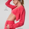 Cropped Breezy Full-Zip Cover-up - Candy Red