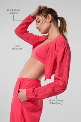Cropped Breezy Full-Zip Cover-up – Candy Red