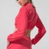 Cropped Breezy Full-Zip Cover-up - Candy Red
