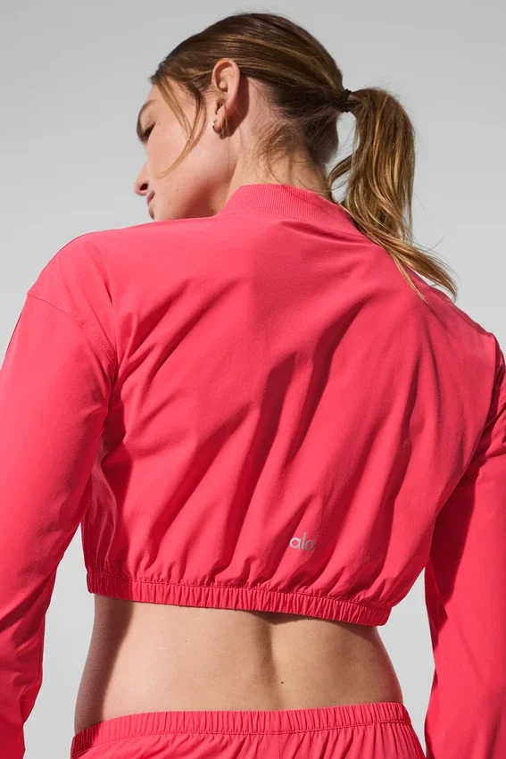 Cropped Breezy Full-Zip Cover-up - Candy Red