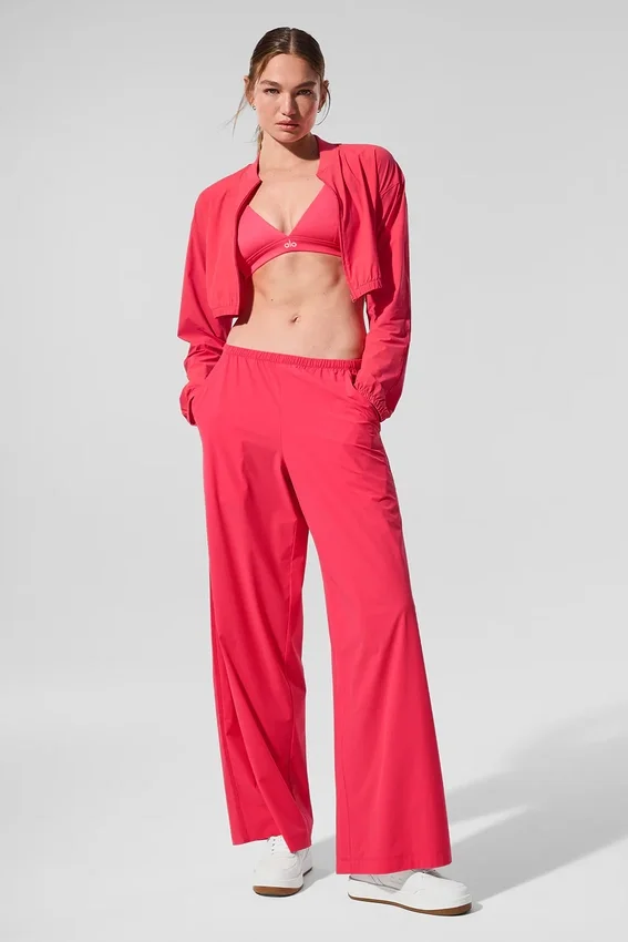 Cropped Breezy Full-Zip Cover-up - Candy Red