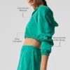 Cropped Breezy hoodie met volledige rits – Spruce Green
