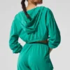 Cropped Breezy hoodie met volledige rits – Spruce Green