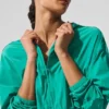 Cropped Breezy hoodie met volledige rits – Spruce Green