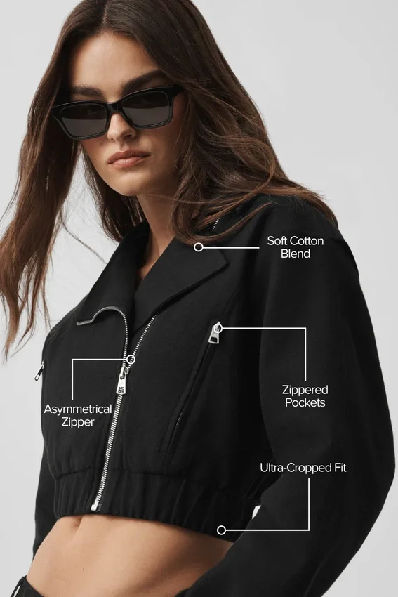 Cropped Cosmopolitan-jas - Zwart