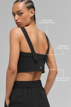 Cropped Dreamscape-tanktop – Zwart