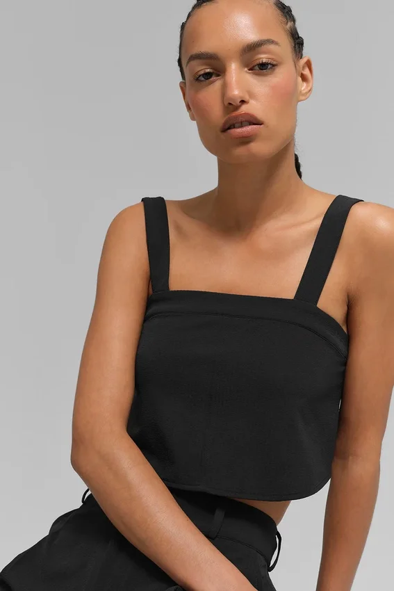 Cropped Dreamscape-tanktop - Zwart