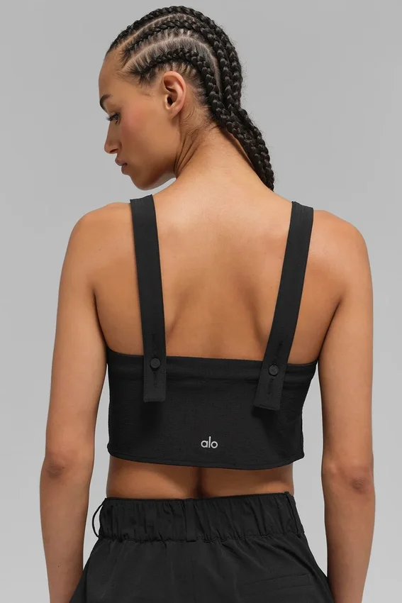 Cropped Dreamscape-tanktop - Zwart
