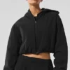 Cropped Mountain Peak-hoodie met volledige ritssluiting - Zwart