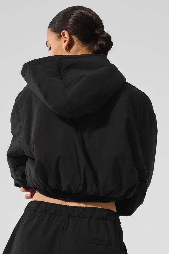 Cropped Mountain Peak-hoodie met volledige ritssluiting - Zwart
