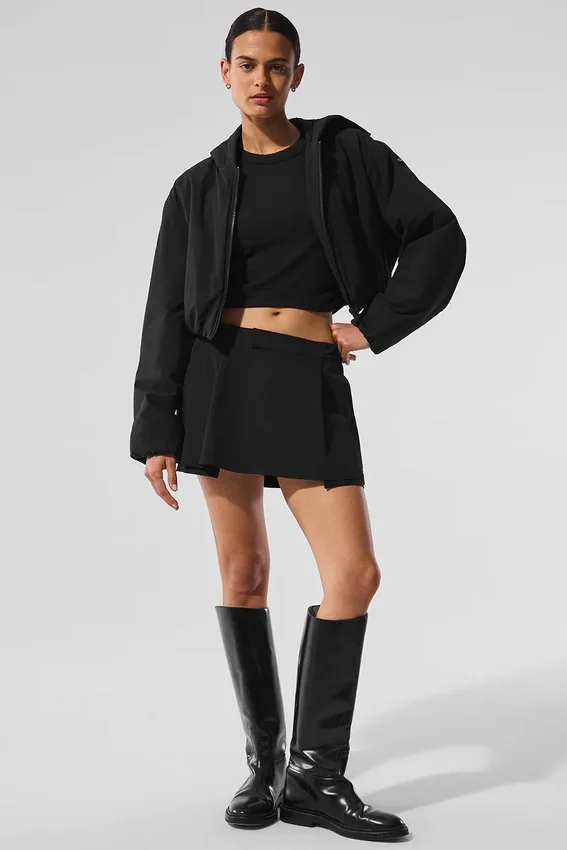 Cropped Mountain Peak-hoodie met volledige ritssluiting - Zwart
