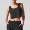 Cropped Sport Star Top - Zwart