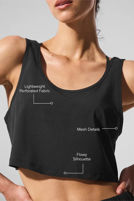 Cropped Sport Star Top - Zwart