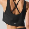 Cropped Sport Star Top - Zwart