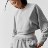 Cropped Sway-trui met ronde hals - Athletic Heather Grey