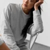 Cropped Sway-trui met ronde hals - Athletic Heather Grey
