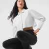Cropped Take Me Out-overhemd met knopen – Wit
