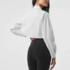Cropped Take Me Out-overhemd met knopen – Wit