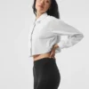 Cropped Take Me Out-overhemd met knopen – Wit