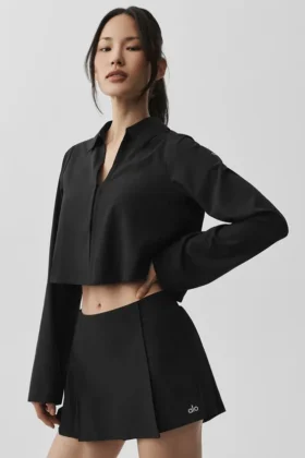 Cropped Unmatched met lange mouwen - Zwart