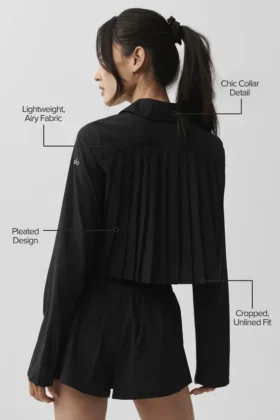 Cropped Unmatched met lange mouwen – Zwart
