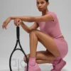 Dames Lettuce Edge-sok - Roze wilde roos