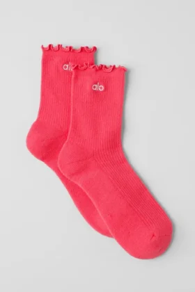 Dames Lettuce Edge-sokken – Candy Red