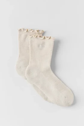 Dames Lettuce Edge-sokken – Oatmeal Heather