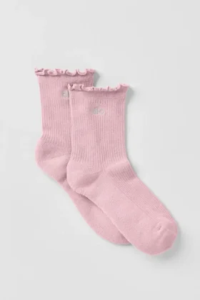 Dames Lettuce Edge-sokken - Vintage Pink