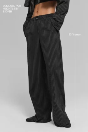Daylight-broek met krijtstreep (lang) – Zwart/Titanium