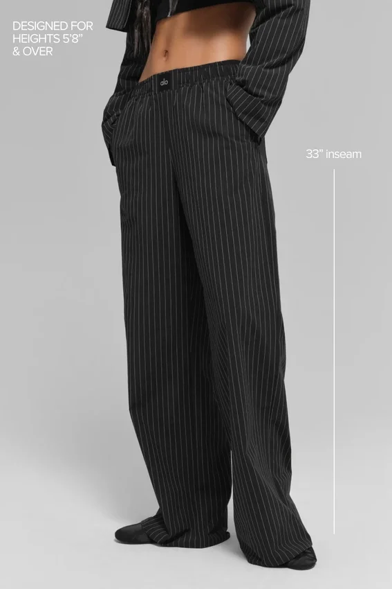 Daylight-broek met krijtstreep (lang) – Zwart/Titanium