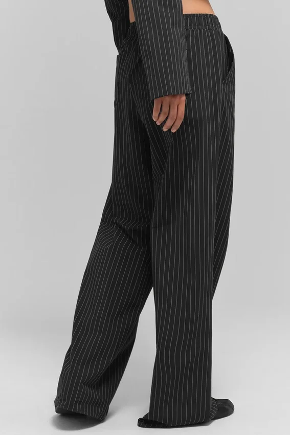Daylight-broek met krijtstreep (lang) – Zwart/Titanium