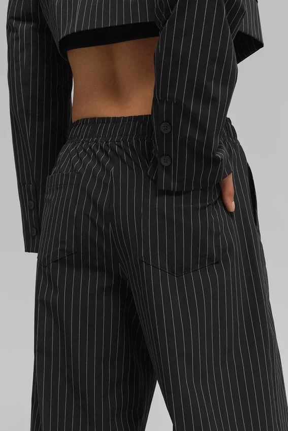 Daylight-broek met krijtstreep (lang) – Zwart/Titanium