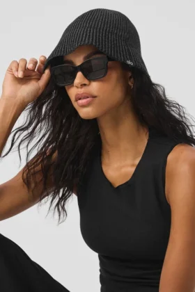 Denim gebreide cloche - Zwart/Antraciet