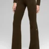 Denim gebreide High-Waist broek met uitlopende pijpen - Espresso/Zwart