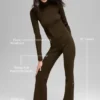 Denim gebreide High-Waist broek met uitlopende pijpen - Espresso/Zwart