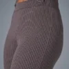 Denim gebreide High-Waist-broek met uitlopende pijpen - Raisinette/Zwart