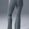 Denim gebreide High-Waist broek met uitlopende pijpen - staalgrijs/antraciet