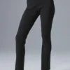 Denim gebreide High-Waist broek met uitlopende pijpen - Zwart/Antraciet