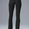 Denim gebreide High-Waist broek met uitlopende pijpen - Zwart/Antraciet